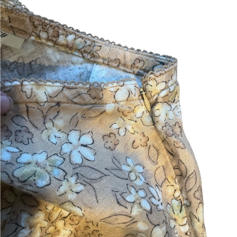 J. Jill 100% Linen Floral Neutral Fall Skirt A Line Midi - Picture 3 of 4